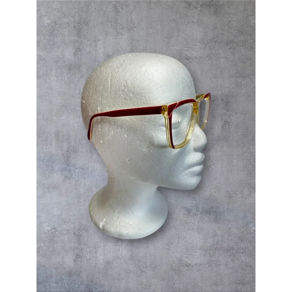 Fabrege Eyeglass FRAMES ONLY Women Red Clear Yellow Vintage Square 41